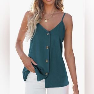 Peacock Blue Button Down Tank Top Large Like New